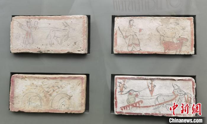 圖為嘉峪關(guān)長城博物館館藏文物魏晉墓彩繪畫像磚中豐富多彩的古代農(nóng)牧業(yè)生產(chǎn)活動。(資料圖) 丁思 攝