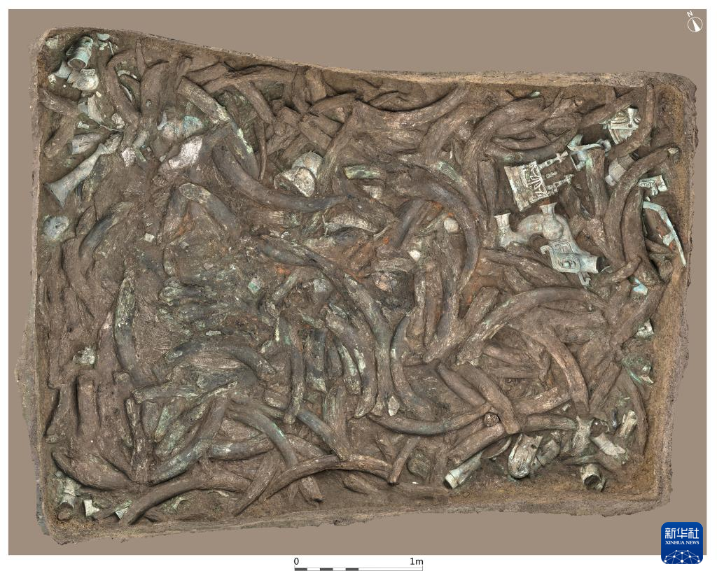 四川廣漢市三星堆商代遺址八號坑（資料圖）。