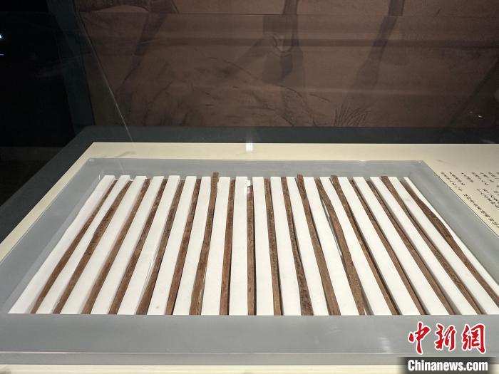 圖為甘肅簡(jiǎn)牘博物館展陳的漢簡(jiǎn)。中新社記者 戴文昌 攝