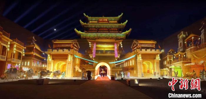 2024年7月15日，甘肅嘉峪關(guān)開啟“夜游”模式。圖為夜游燈光劇《天下嘉峪關(guān)》光影效果。(甘肅嘉峪關(guān)關(guān)城景區(qū)供圖)